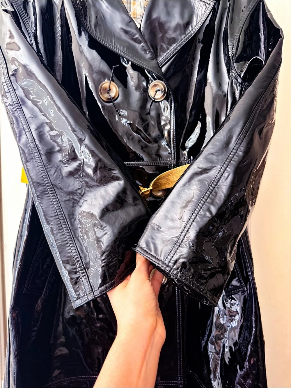 Tory‎ Burch Patent Leather Trench Coat Belted Black 0 NWT